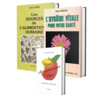Coffret Archives hygiénistes : Les sources de l’alimentation humaine et L’hygiène vitale pour votre santé de Désiré Mérien, Bien alimentairement vôtre de Jean-Claude Reygade