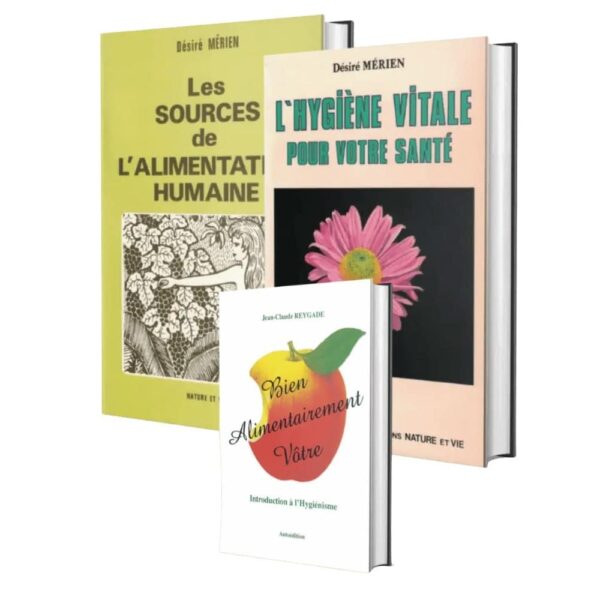 Coffret Archives hygiénistes Coffret Archives hygiénistes : Les sources de l’alimentation humaine et L’hygiène vitale pour votre santé de Désiré Mérien, Bien alimentairement vôtre de Jean-Claude Reygade